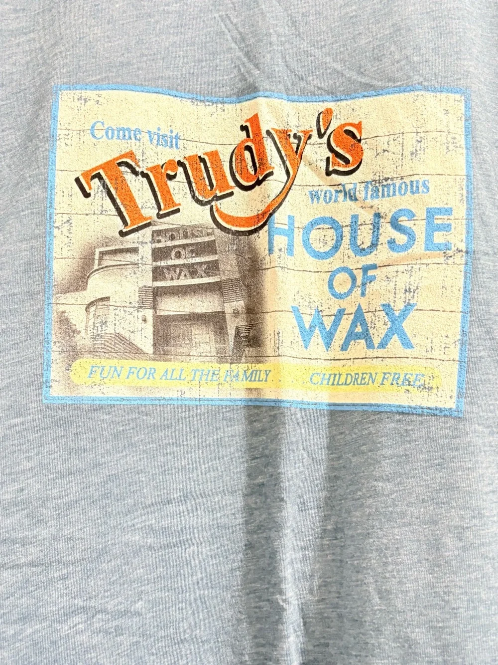 Next Level Apparel light blue heather vintage graphic ringer tee